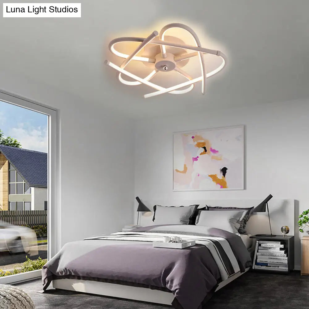 Twisted Flush Lighting Modernist Acrylic Led Ceiling Lamp Fixture In Black/Grey White/Warm Light