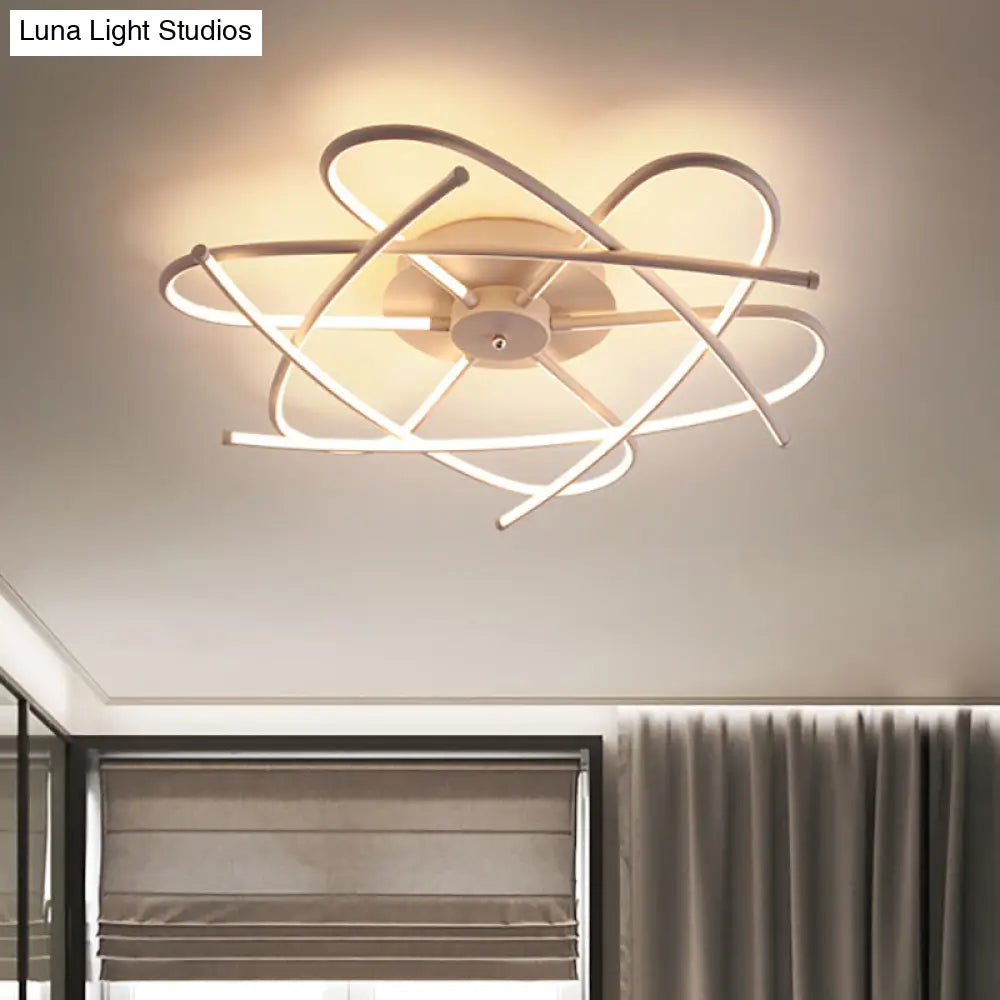 Twisted Flush Lighting Modernist Acrylic Led Ceiling Lamp Fixture In Black/Grey White/Warm Light