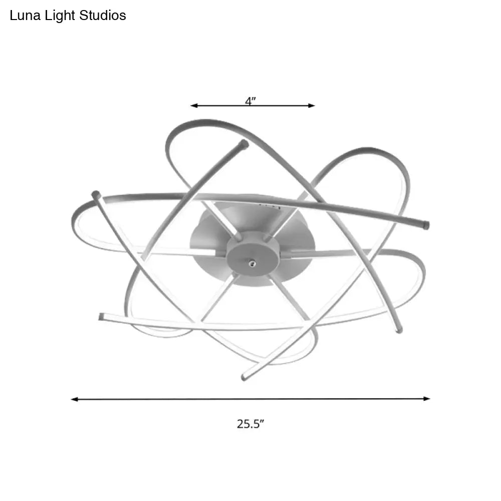 Twisted Flush Lighting Modernist Acrylic Led Ceiling Lamp Fixture In Black/Grey White/Warm Light