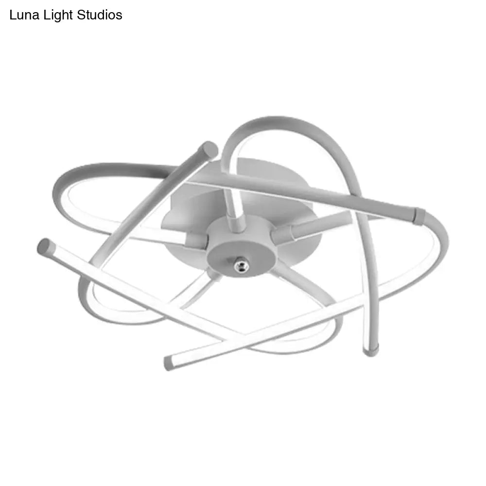 Twisted Flush Lighting Modernist Acrylic Led Ceiling Lamp Fixture In Black/Grey White/Warm Light