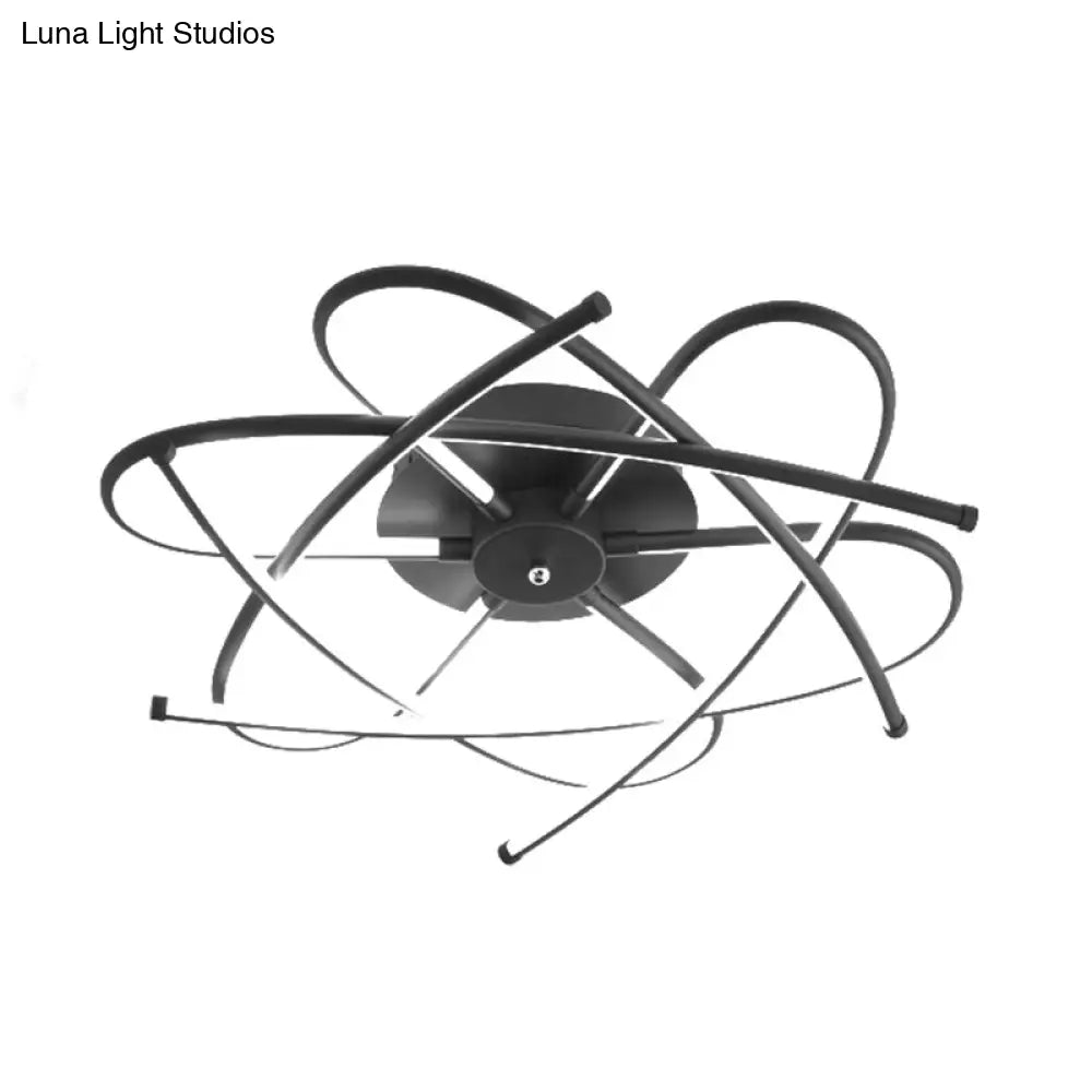 Twisted Flush Lighting Modernist Acrylic Led Ceiling Lamp Fixture In Black/Grey White/Warm Light