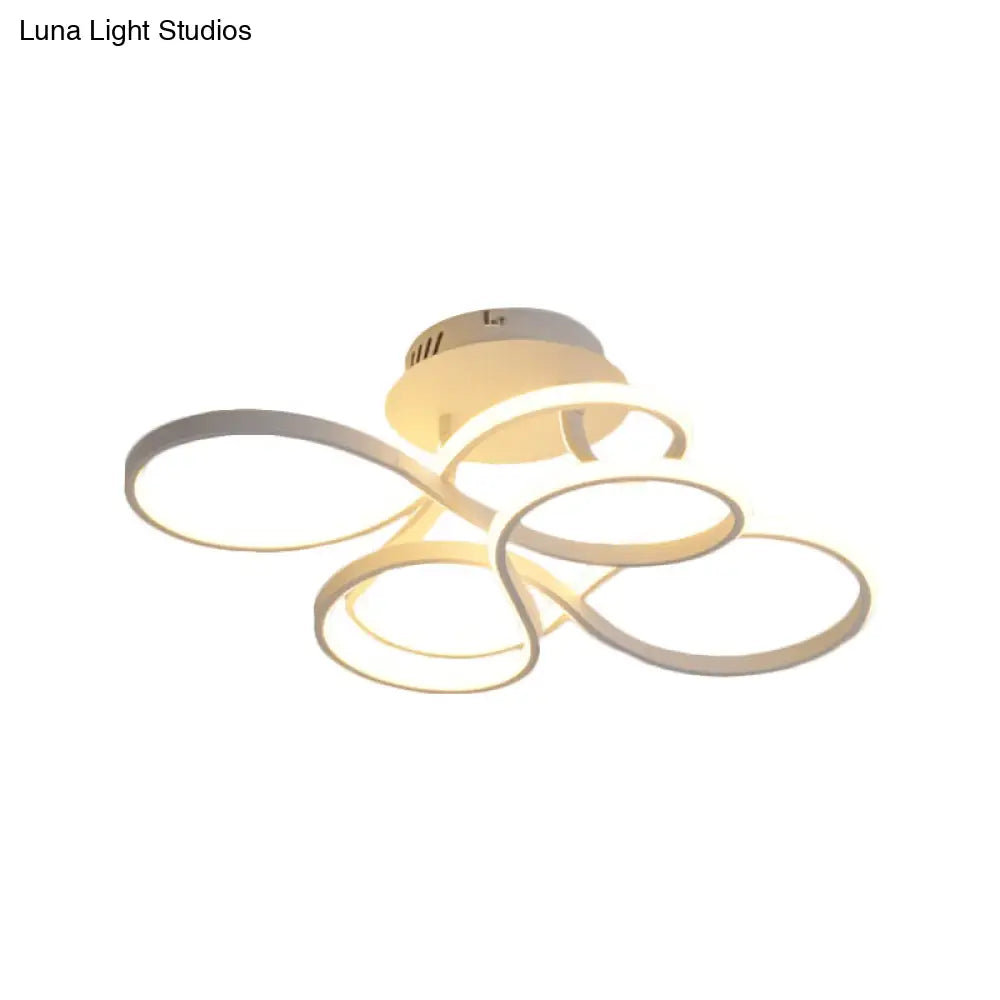 Twisted Metallic Flush Mount Ceiling Light With Led In White/Brass/Gold And 3 Color Options