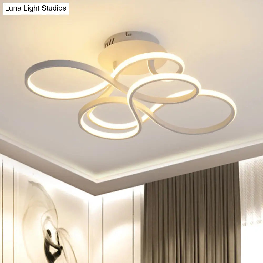 Twisted Metallic Flush Mount Ceiling Light With Led In White/Brass/Gold And 3 Color Options