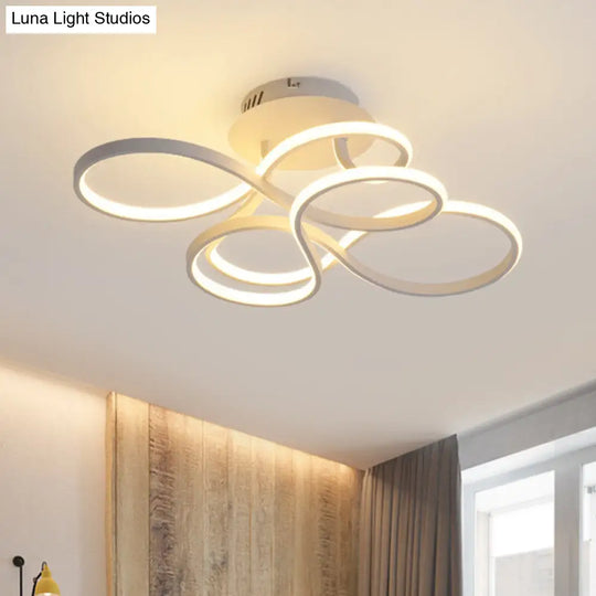 Twisted Metallic Flush Mount Ceiling Light With Led In White/Brass/Gold And 3 Color Options