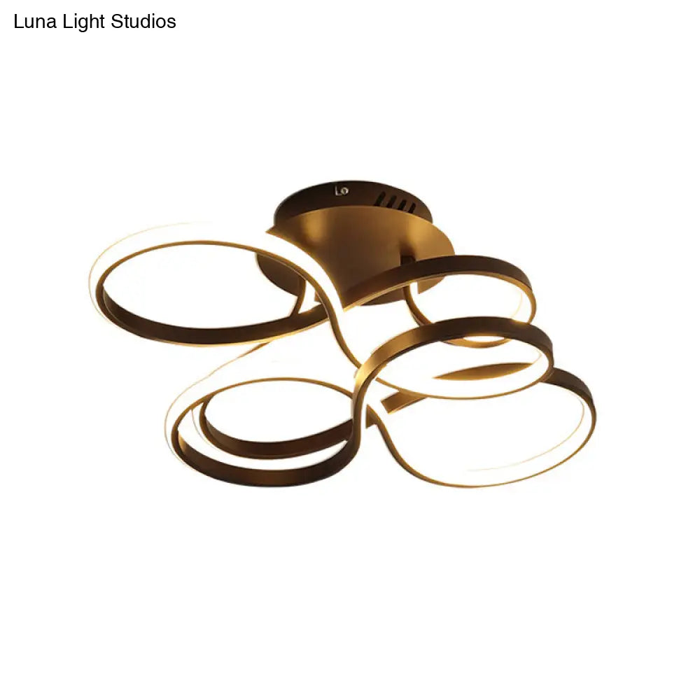 Twisted Metallic Flush Mount Ceiling Light With Led In White/Brass/Gold And 3 Color Options