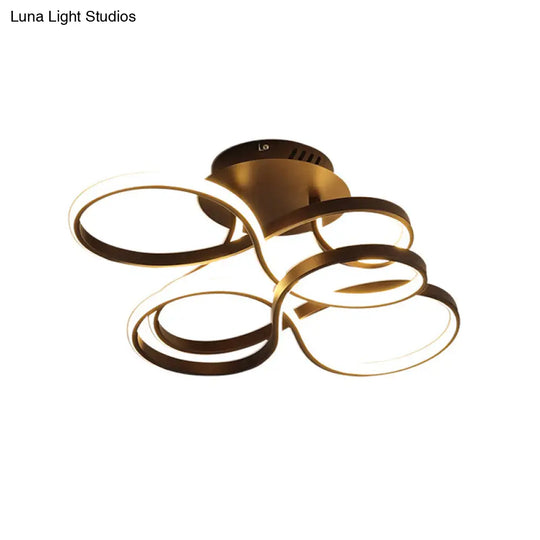 Twisted Metallic Flush Mount Ceiling Light With Led In White/Brass/Gold And 3 Color Options