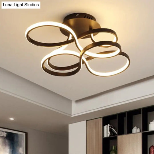 Twisted Metallic Flush Mount Ceiling Light With Led In White/Brass/Gold And 3 Color Options Coffee /