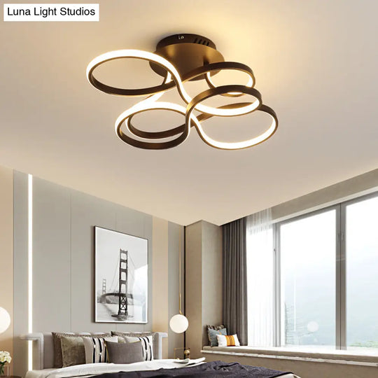 Twisted Metallic Flush Mount Ceiling Light With Led In White/Brass/Gold And 3 Color Options Coffee /