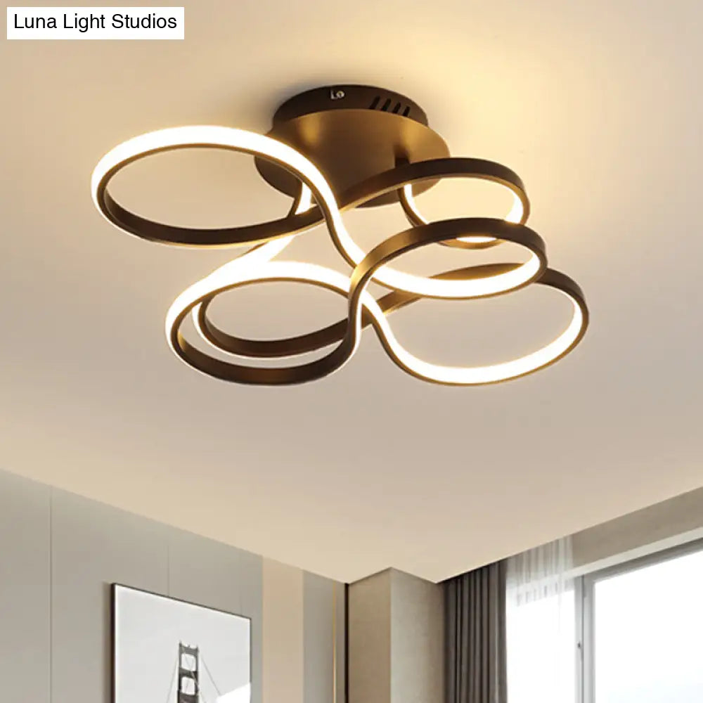 Twisted Metallic Flush Mount Ceiling Light With Led In White/Brass/Gold And 3 Color Options