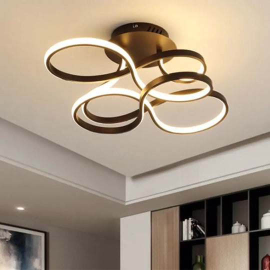 Twisted Metallic Flush Mount Ceiling Light With Led In White/Brass/Gold And 3 Color Options Coffee