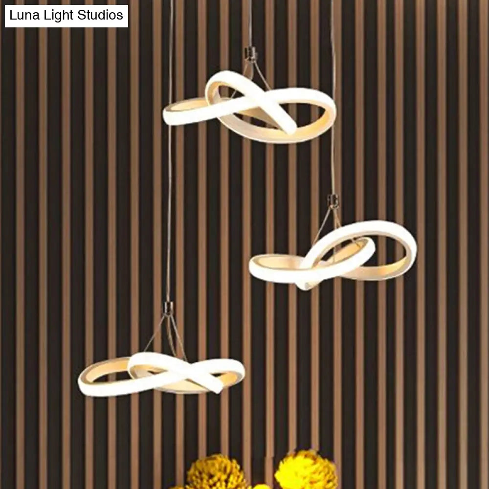 Twisting Island Led Pendant Ceiling Light - 3/4 Heads Acrylic Warm/White