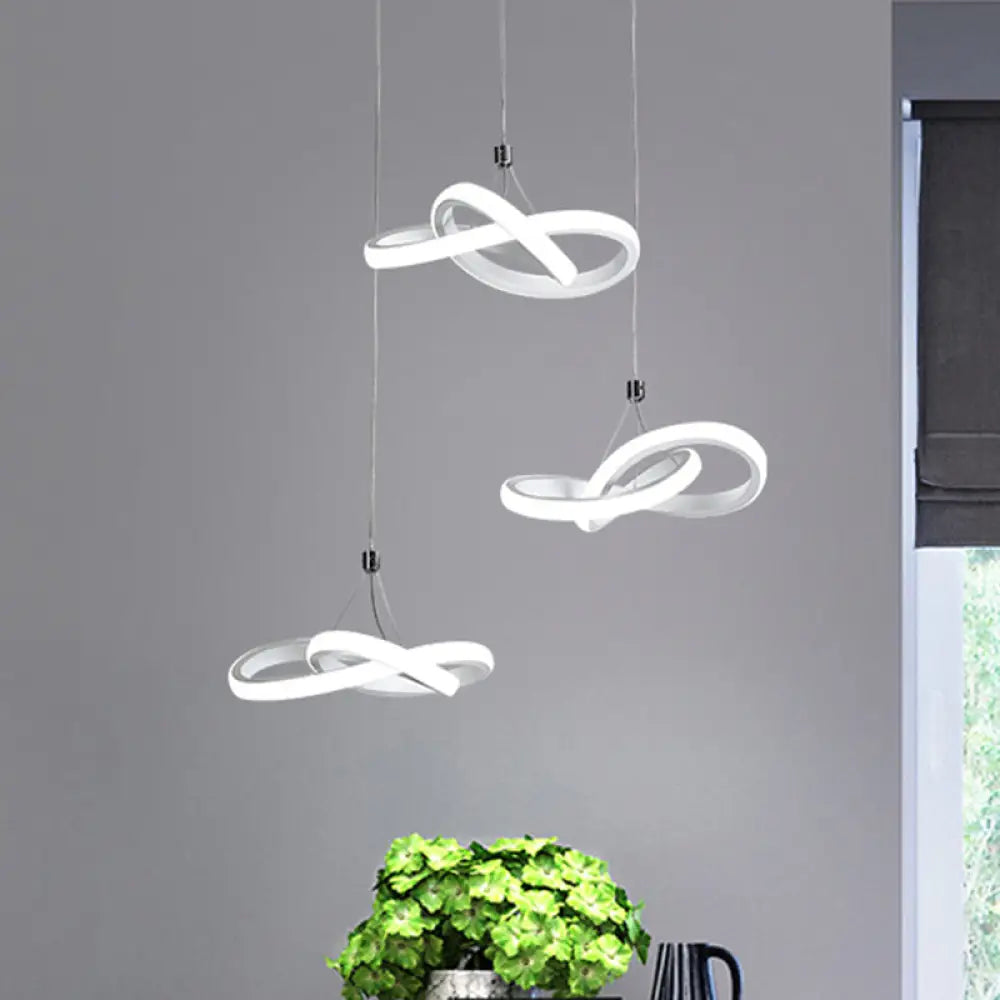 Twisting Island Led Pendant Ceiling Light - 3/4 Heads Acrylic Warm/White 3 / White Warm