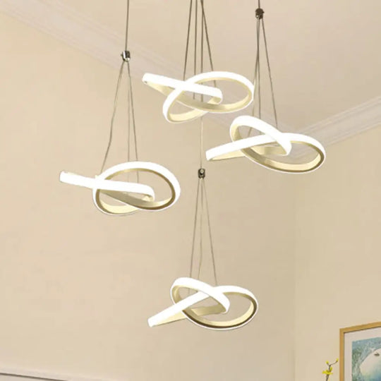 Twisting Island Led Pendant Ceiling Light - 3/4 Heads Acrylic Warm/White 4 / White Warm