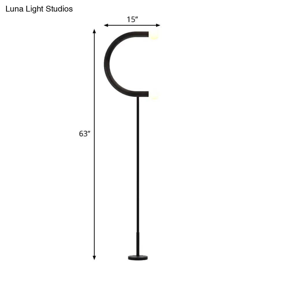 U-Shape Black Finish Led Floor Lamp: Sleek Metal Light For Living Room