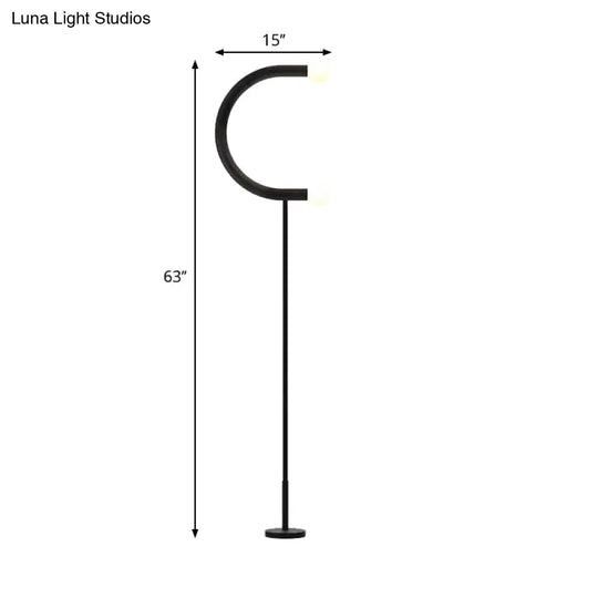 U-Shape Black Finish Led Floor Lamp: Sleek Metal Light For Living Room