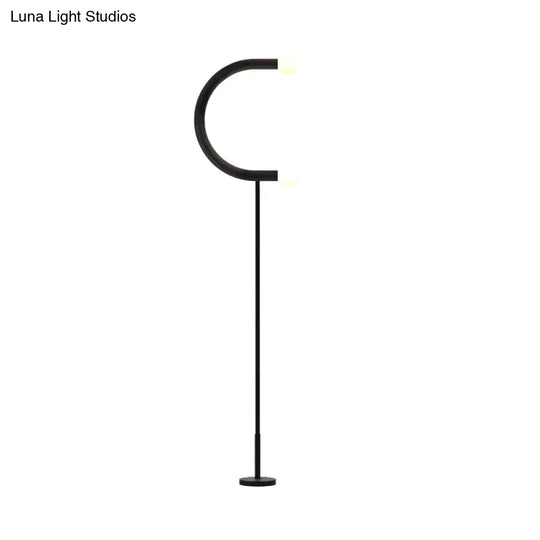 U-Shape Black Finish Led Floor Lamp: Sleek Metal Light For Living Room