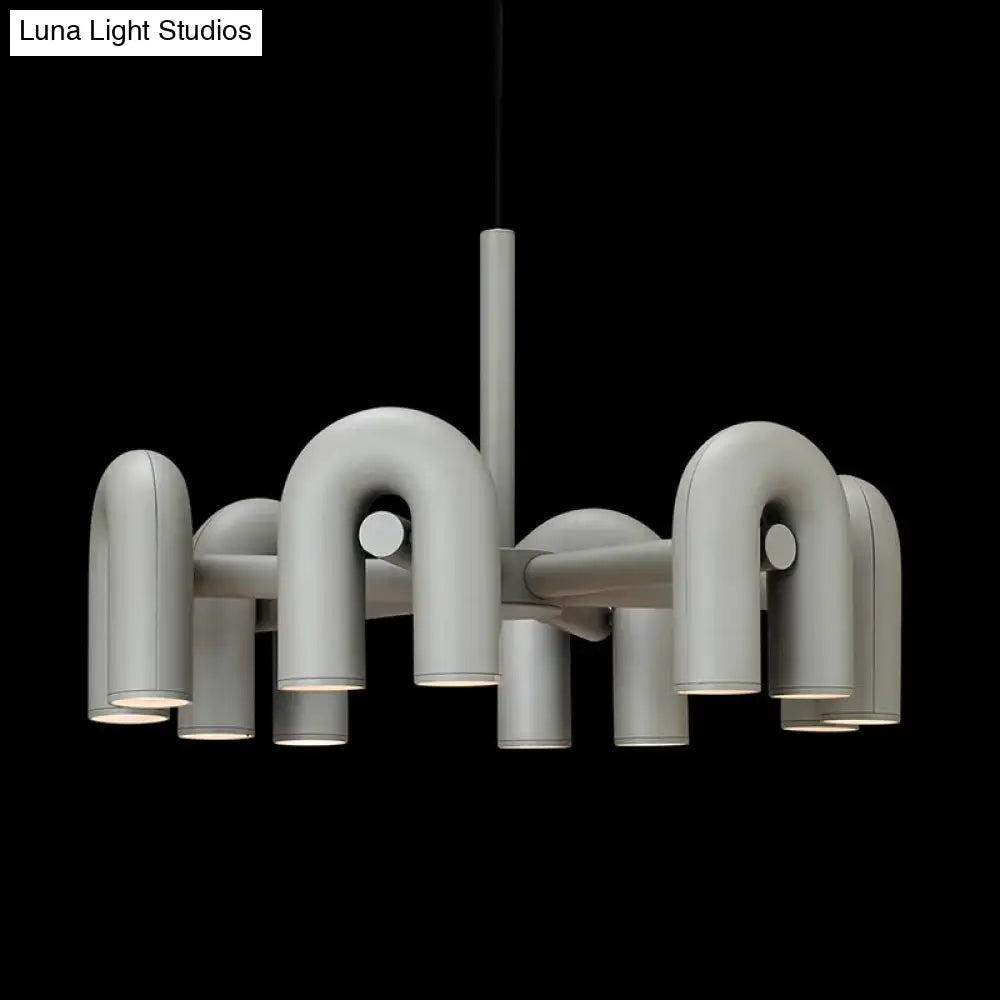 U-Shaped Led Chandelier: Sleek Metal Art Deco Lighting For Living Room