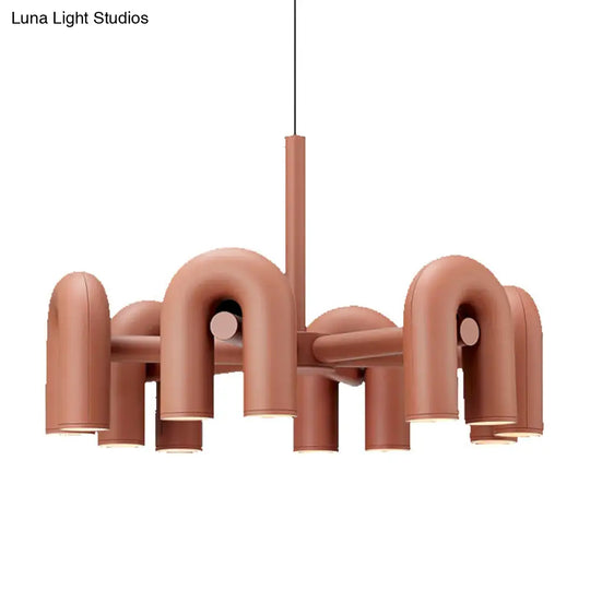 U-Shaped Led Chandelier: Sleek Metal Art Deco Lighting For Living Room