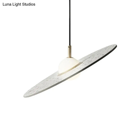 Ufo Shaped Pendant Lamp Modern Concrete 1 Light Black/White/Pink Hanging Ceiling