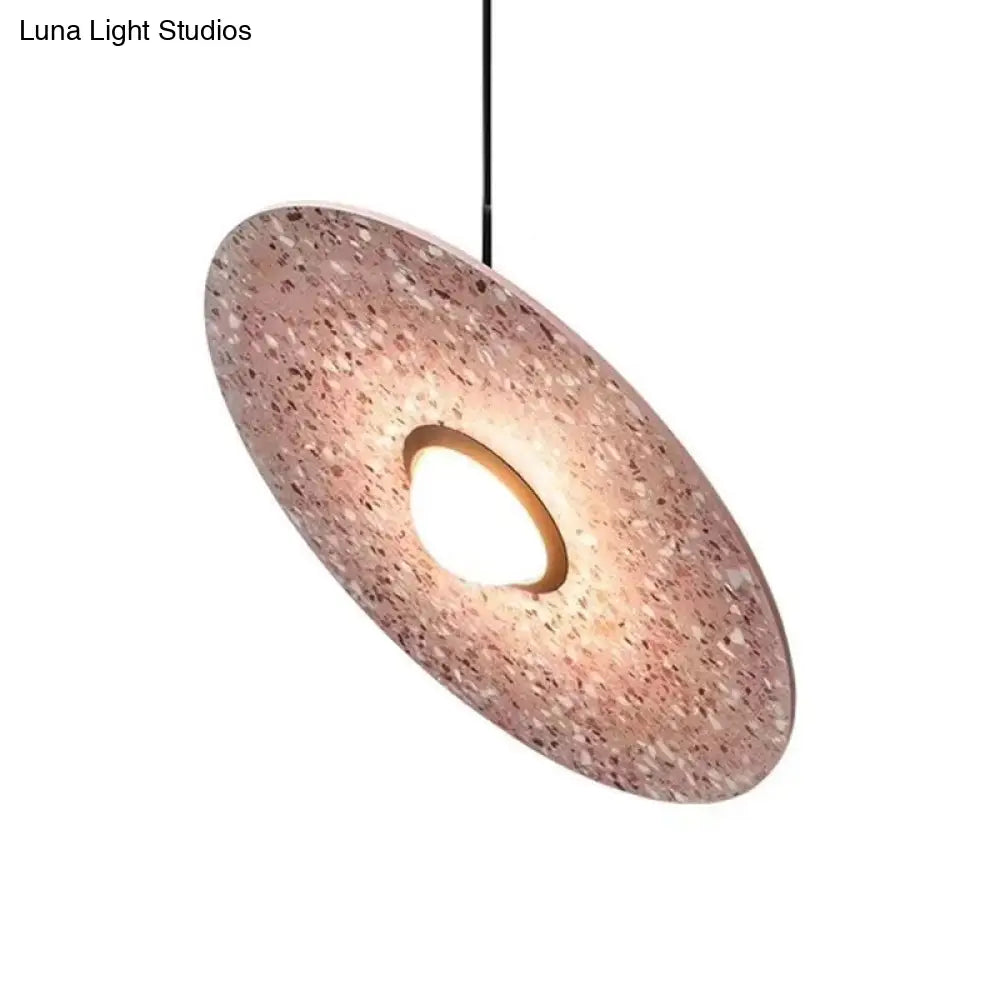 Ufo Shaped Pendant Lamp Modern Concrete 1 Light Black/White/Pink Hanging Ceiling