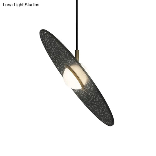 Ufo Shaped Pendant Lamp Modern Concrete 1 Light Black/White/Pink Hanging Ceiling