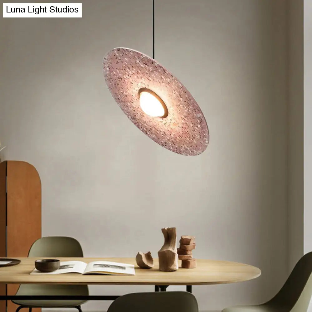 Ufo Shaped Pendant Lamp Modern Concrete 1 Light Black/White/Pink Hanging Ceiling Pink