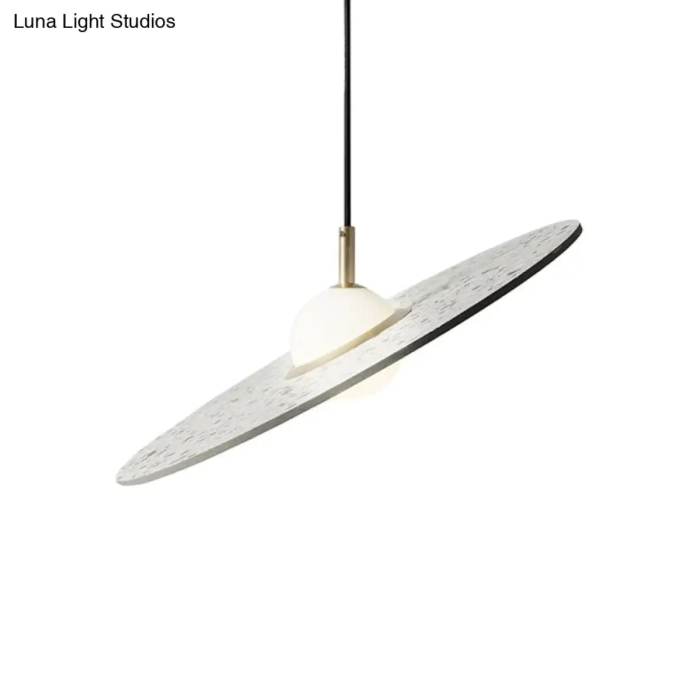 Ufo Shaped Pendant Lamp Modern Concrete 1 Light Black/White/Pink Hanging Ceiling