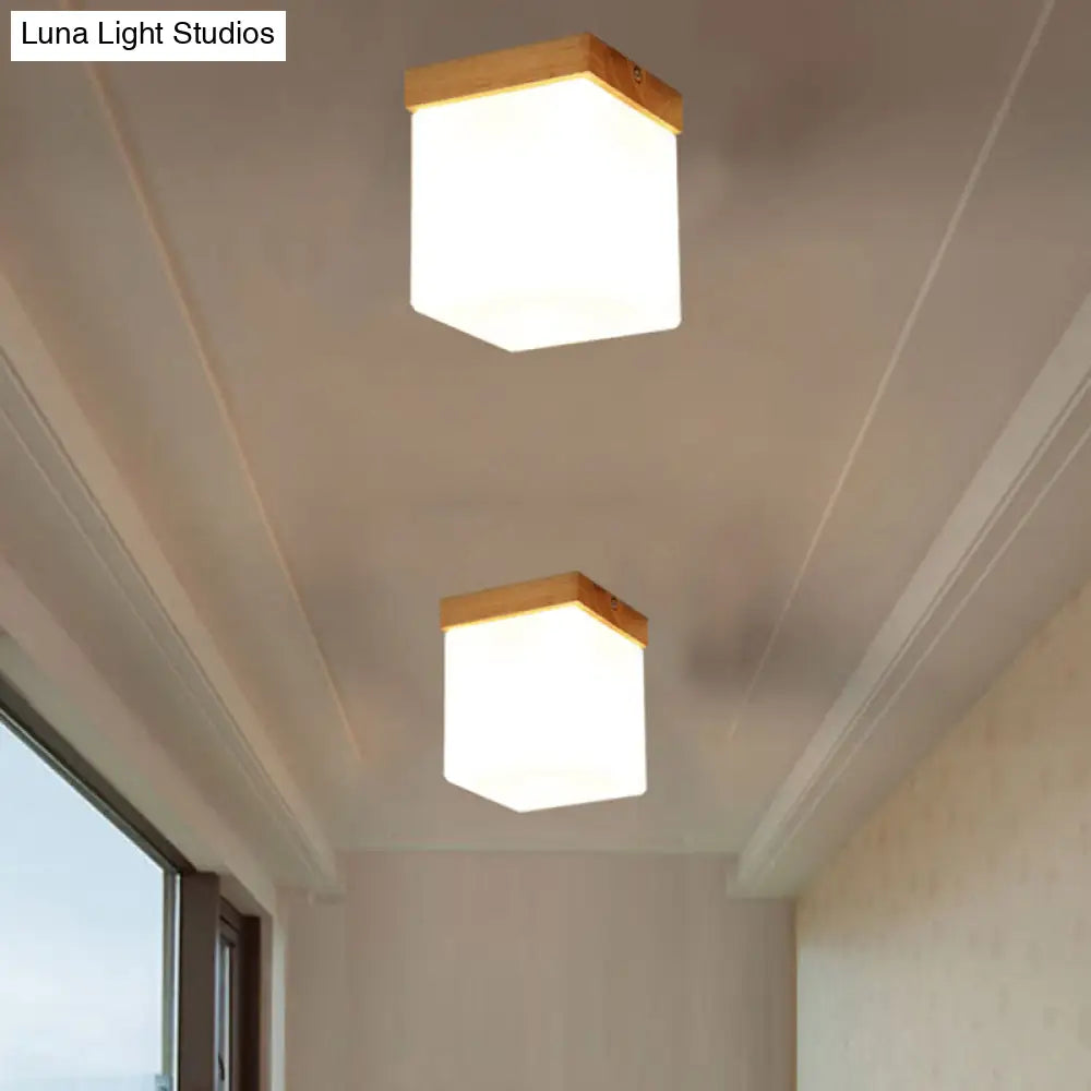 Ultra - Contemporary 1 - Light White Glass Semi Flush Chandelier Ceiling Light For Hallway
