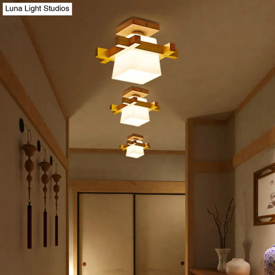 Ultra - Contemporary 1 - Light White Glass Semi Flush Chandelier Ceiling Light For Hallway