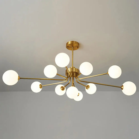 Ultra-Contemporary Milk Glass Balloon Chandelier For Living Room Ceiling 11 / Brass