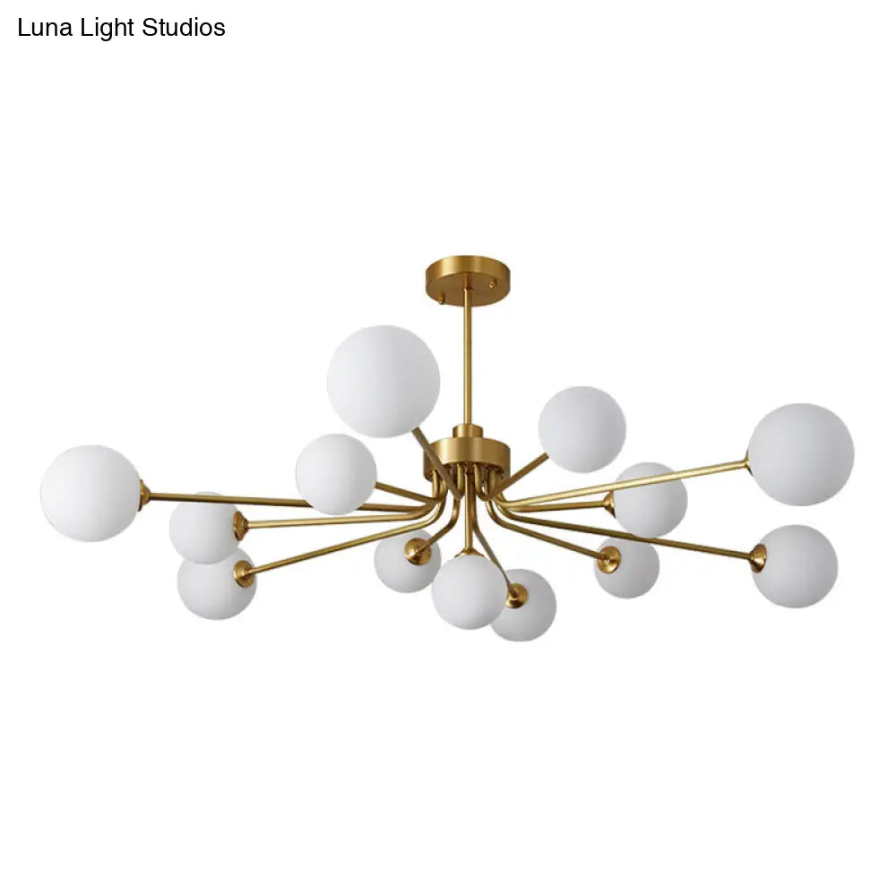 Ultra-Contemporary Milk Glass Balloon Ball Chandelier - Elegant Ceiling Lighting For Living Room