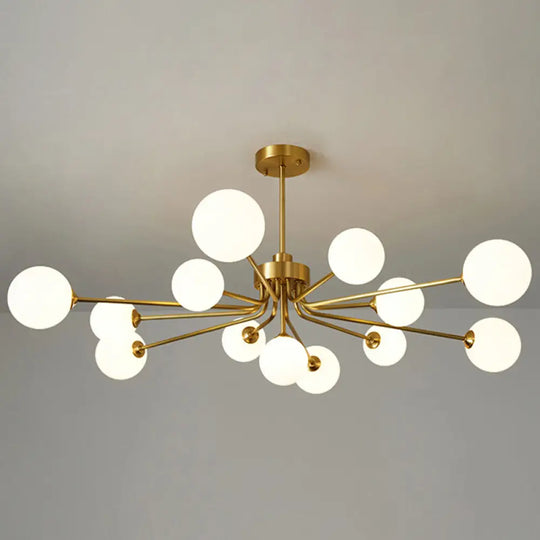 Ultra-Contemporary Milk Glass Balloon Chandelier For Living Room Ceiling 13 / Brass