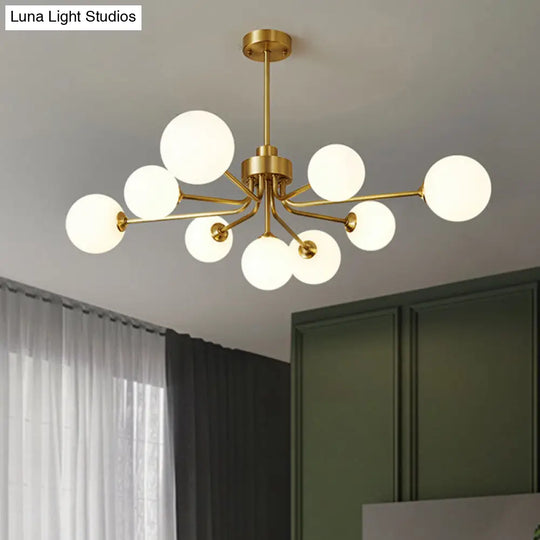 Ultra-Contemporary Milk Glass Balloon Ball Chandelier - Elegant Ceiling Lighting For Living Room