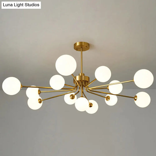 Ultra-Contemporary Milk Glass Balloon Ball Chandelier - Elegant Ceiling Lighting For Living Room 13