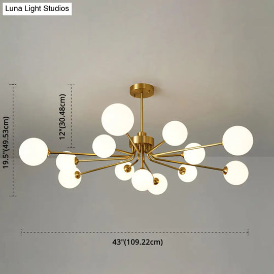 Ultra-Contemporary Milk Glass Balloon Ball Chandelier - Elegant Ceiling Lighting For Living Room