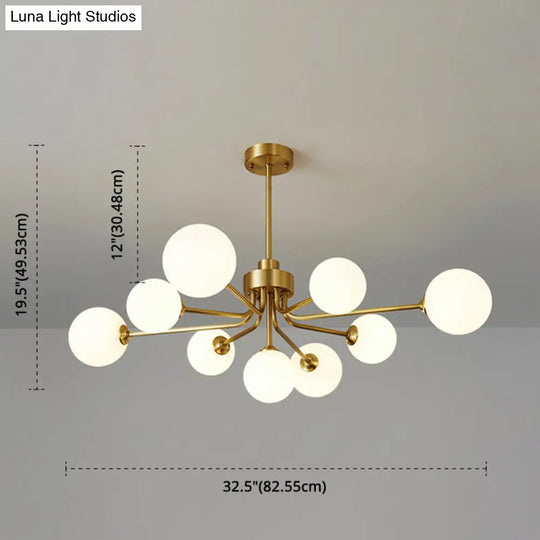 Ultra-Contemporary Milk Glass Balloon Ball Chandelier - Elegant Ceiling Lighting For Living Room