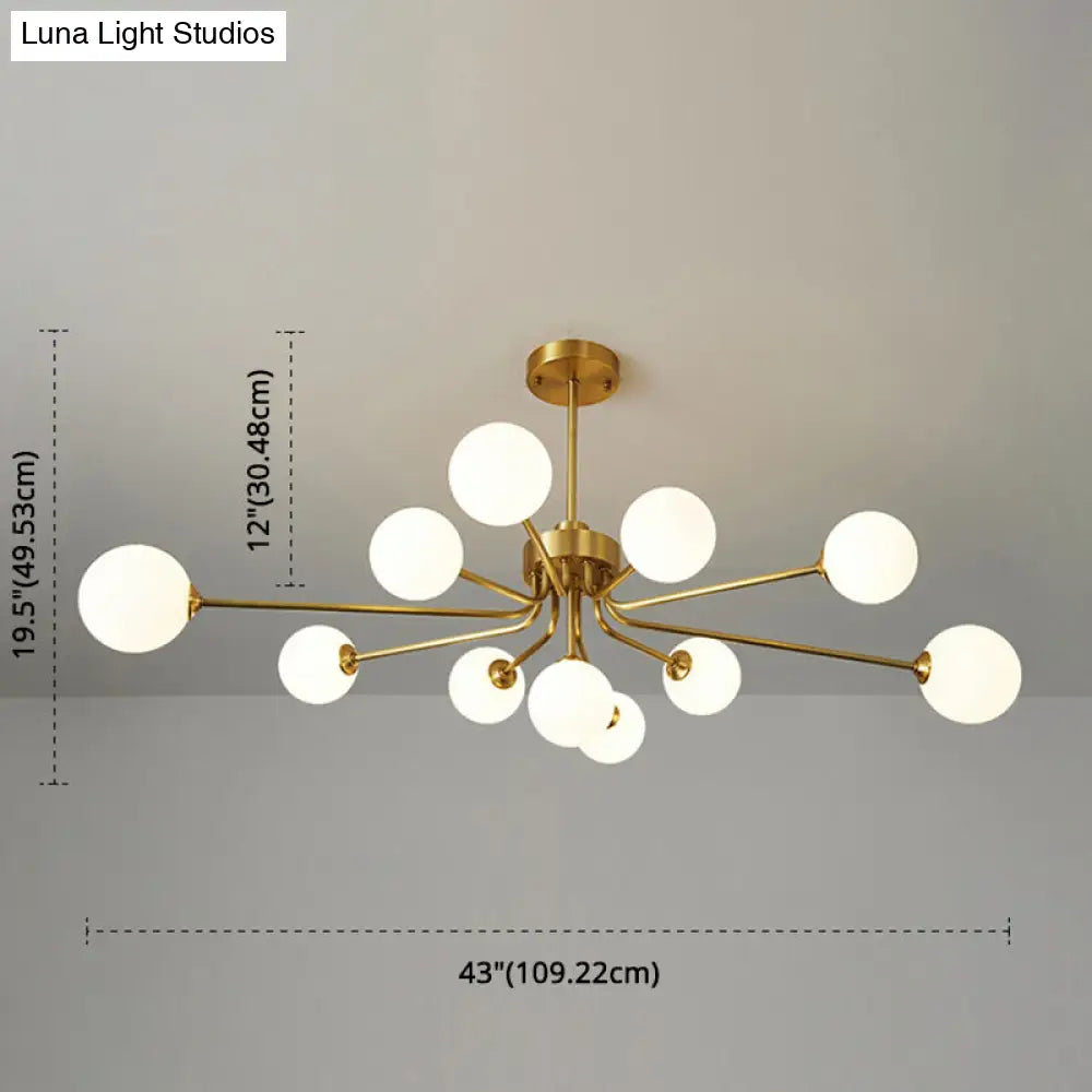 Ultra-Contemporary Milk Glass Balloon Ball Chandelier - Elegant Ceiling Lighting For Living Room