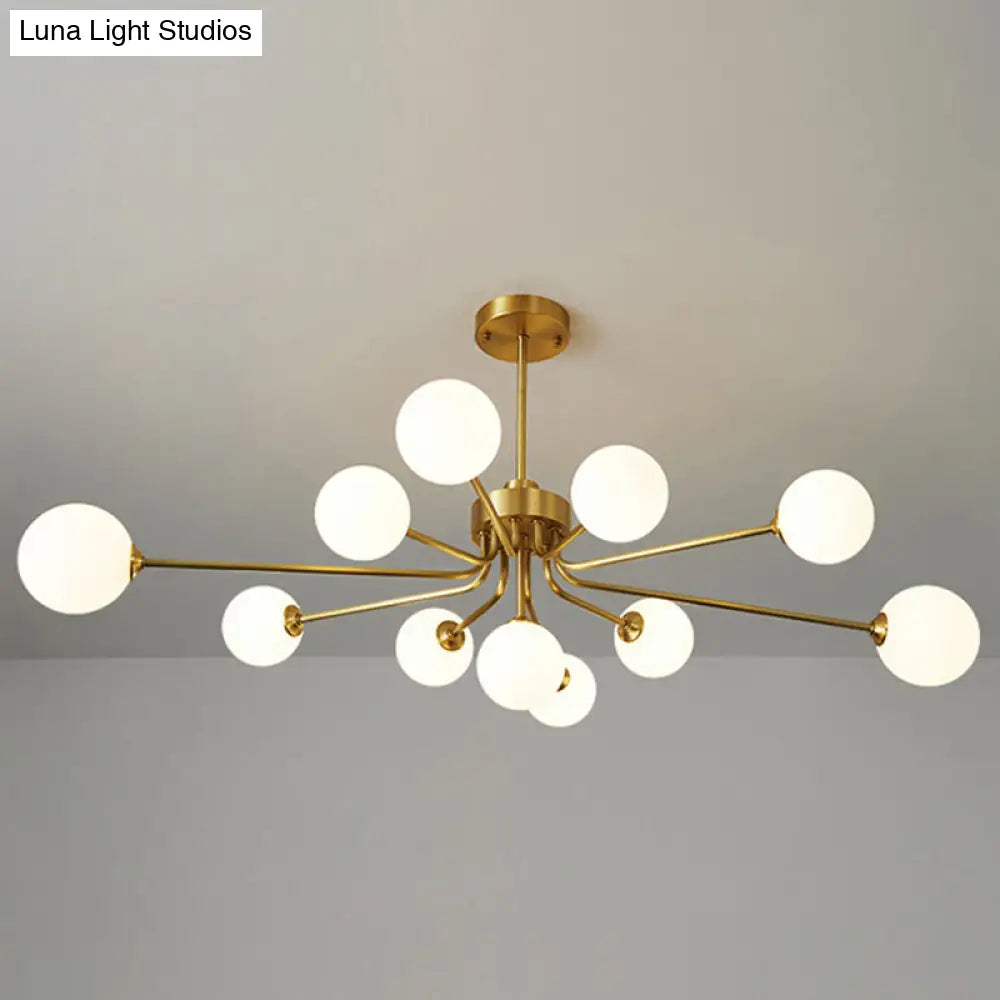 Ultra-Contemporary Milk Glass Balloon Ball Chandelier - Elegant Ceiling Lighting For Living Room 11