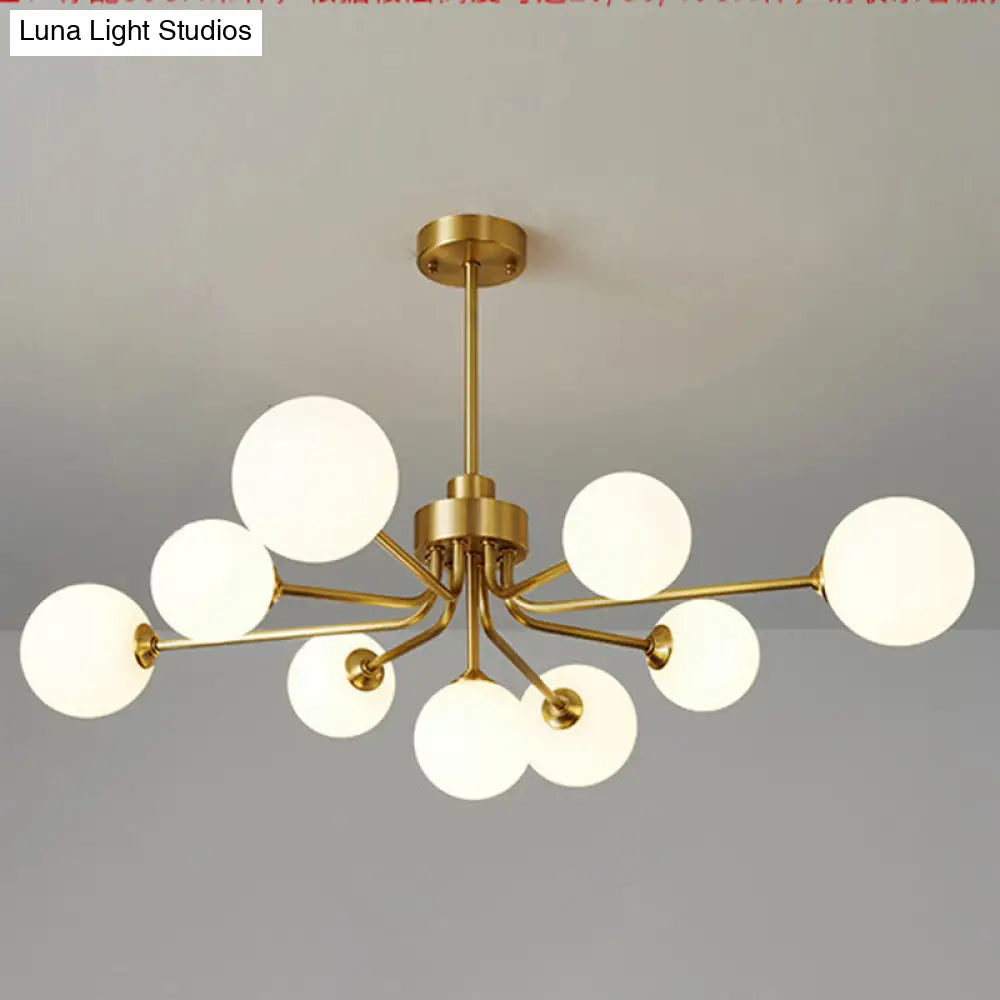 Ultra-Contemporary Milk Glass Balloon Ball Chandelier - Elegant Ceiling Lighting For Living Room 9 /