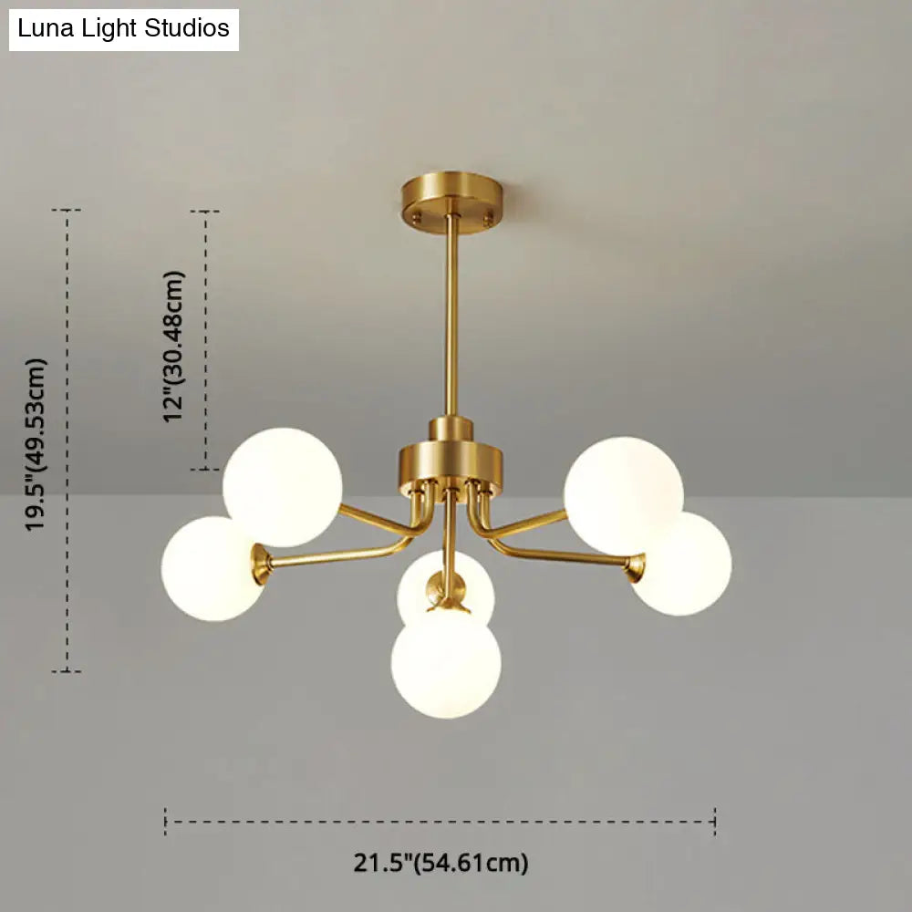 Ultra-Contemporary Milk Glass Balloon Ball Chandelier - Elegant Ceiling Lighting For Living Room