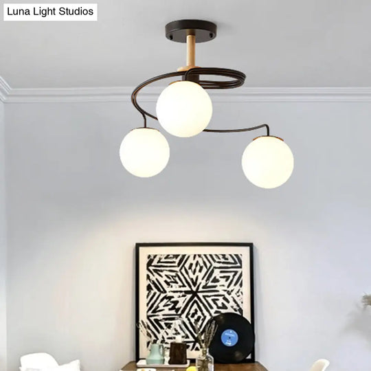 Ultra-Contemporary Milk Glass Semi Flush Mount Ceiling Light Fixture For Living Room 3 / Black