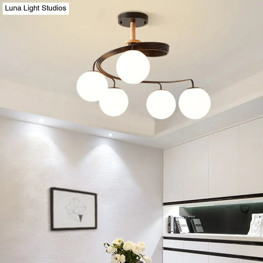 Ultra-Contemporary Milk Glass Semi Flush Mount Ceiling Light Fixture For Living Room