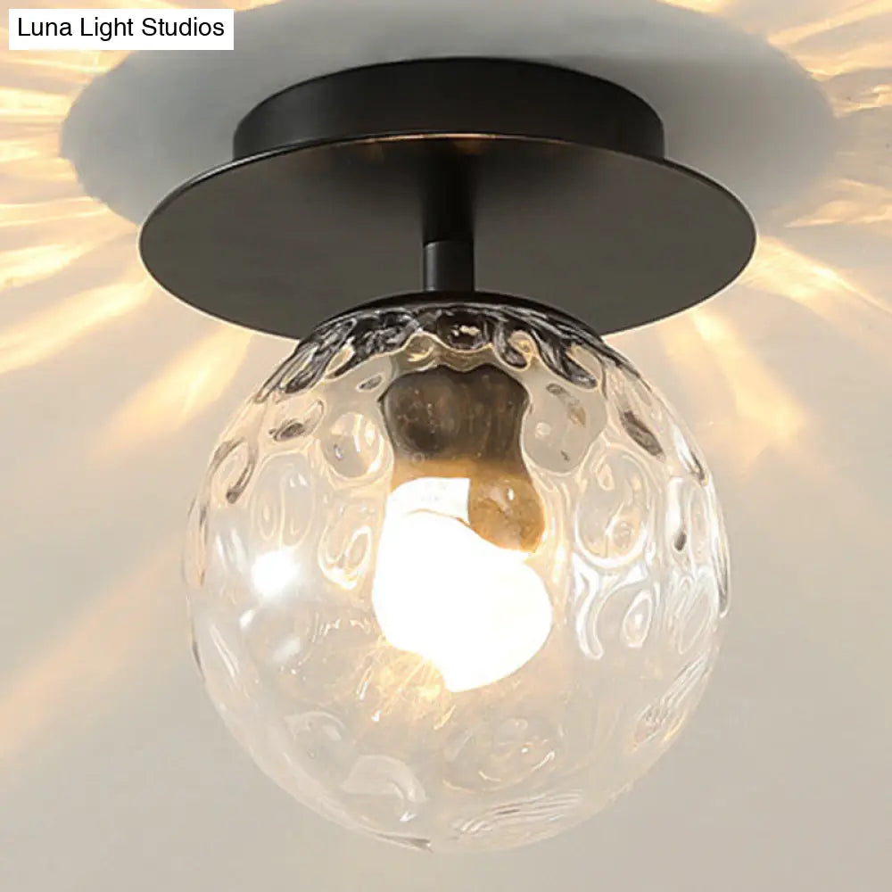 Ultra-Contemporary Prismatic Glass Flush Mount Ceiling Light For Hallway Black