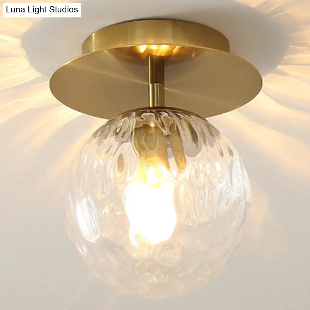 Ultra-Contemporary Prismatic Glass Flush Mount Ceiling Light For Hallway Gold