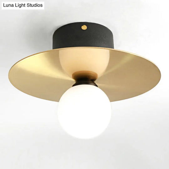 Ultra-Contemporary Sphere 1-Light Milk Glass Ceiling Flush Mount For Living Room