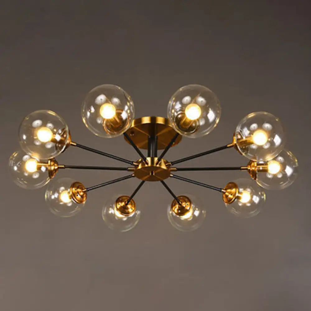 Ultra - Contemporary Sputnik Stained Glass Ceiling Light For Bedroom 10 / Clear