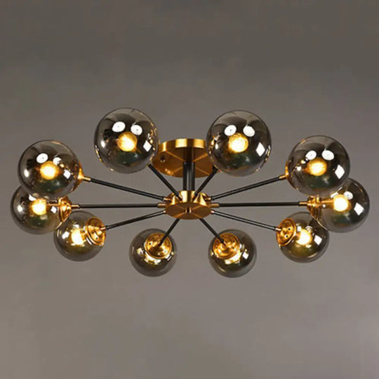 Ultra - Contemporary Sputnik Stained Glass Ceiling Light For Bedroom 10 / Smoke Gray