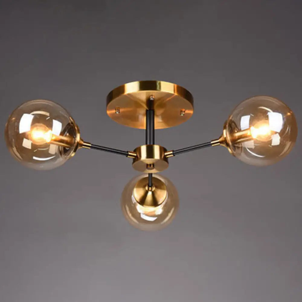 Ultra - Contemporary Sputnik Stained Glass Ceiling Light For Bedroom 3 / Amber