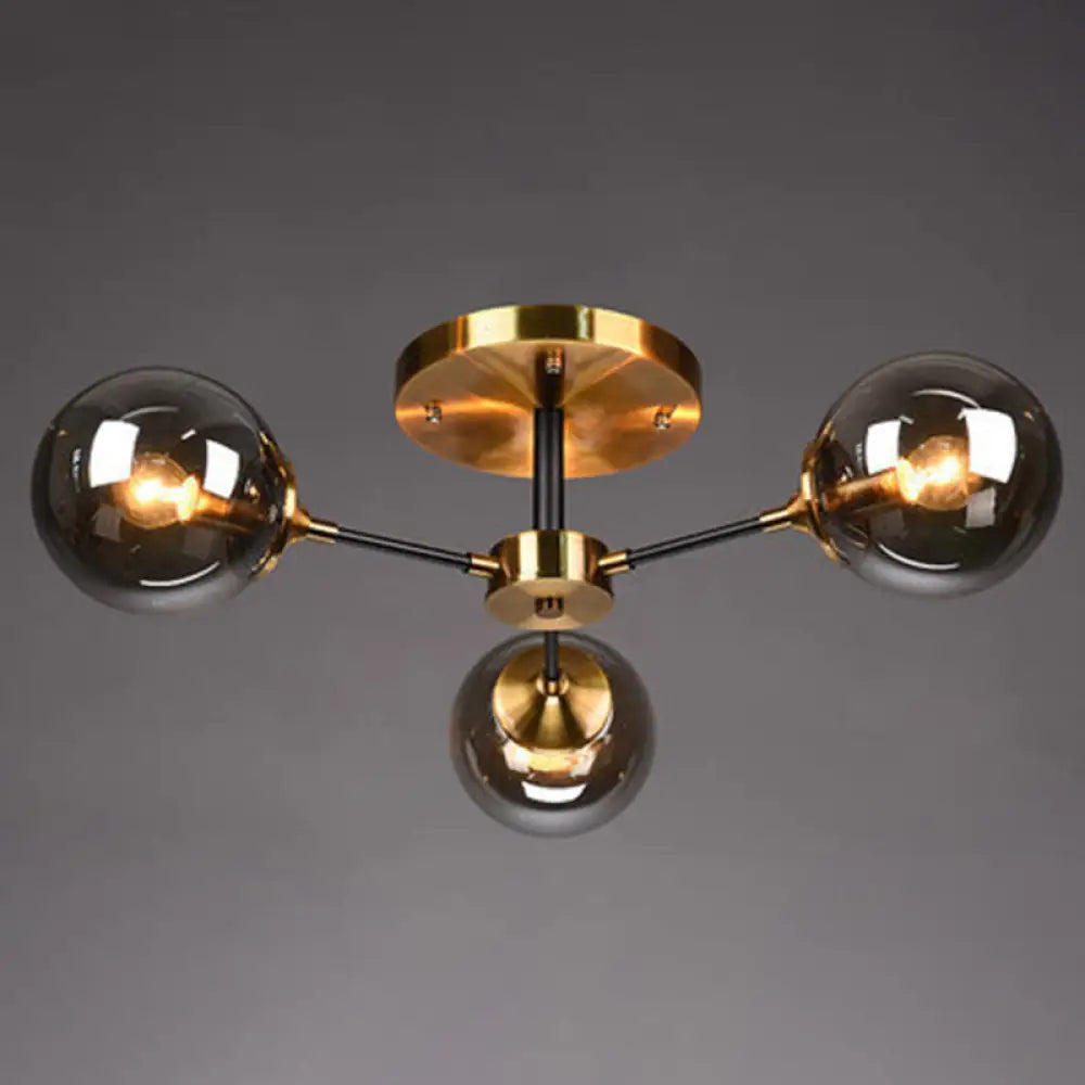 Ultra - Contemporary Sputnik Stained Glass Ceiling Light For Bedroom 3 / Smoke Gray
