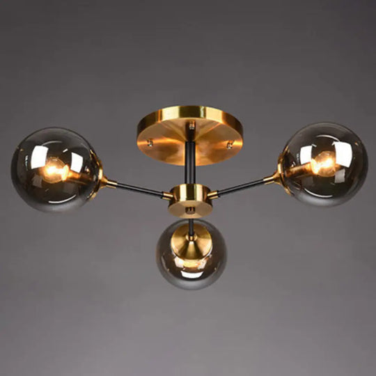 Ultra - Contemporary Sputnik Stained Glass Ceiling Light For Bedroom 3 / Smoke Gray